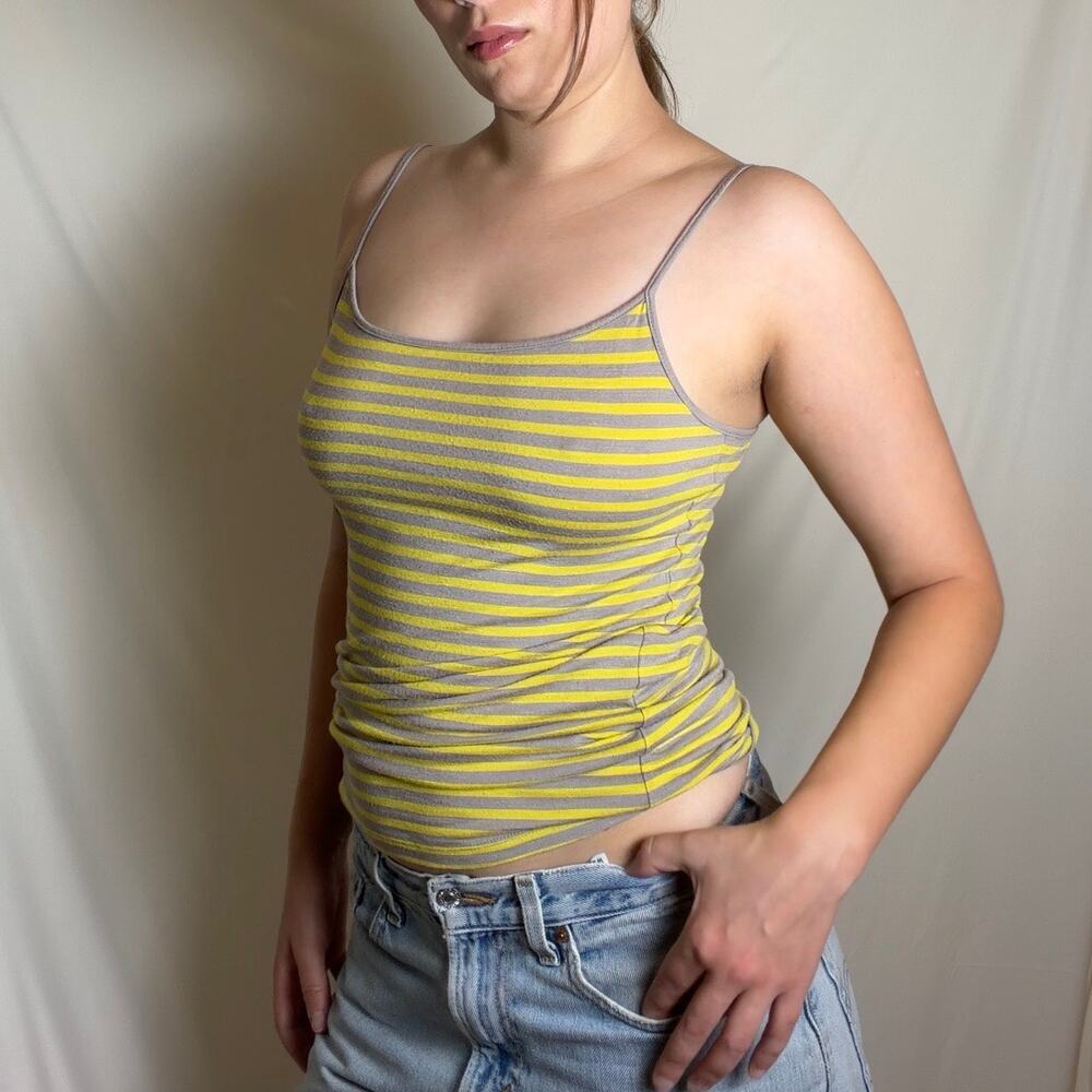 Stripped Yellow and Gray y2k Tank Top